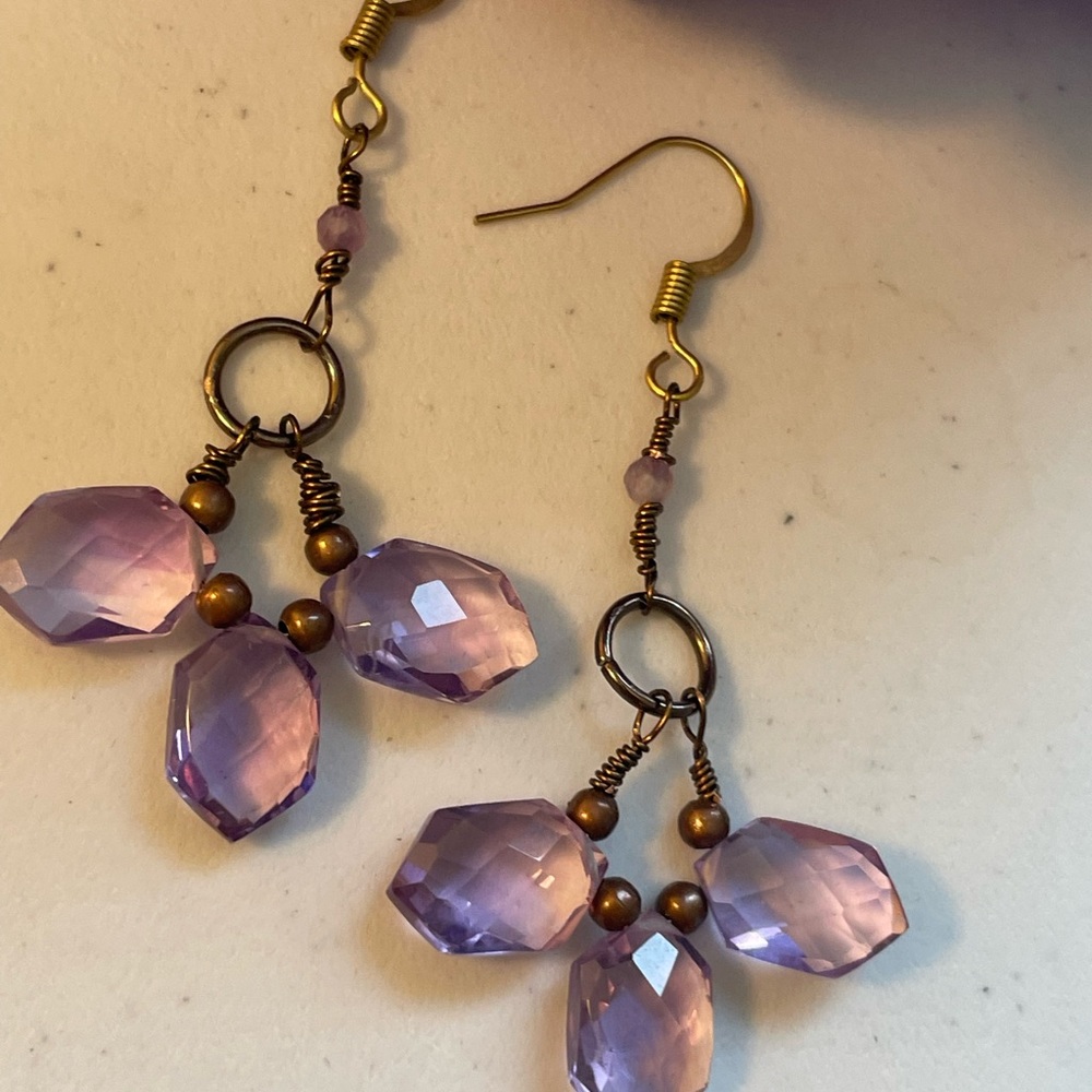 Handmade flower  🌸 amethyst earrings
